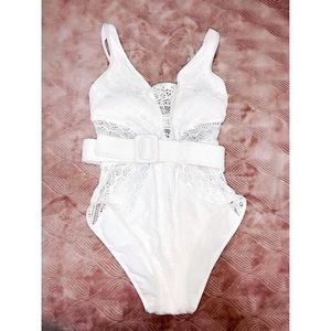 Never Worn White Swimsuit with Belt  - Size S